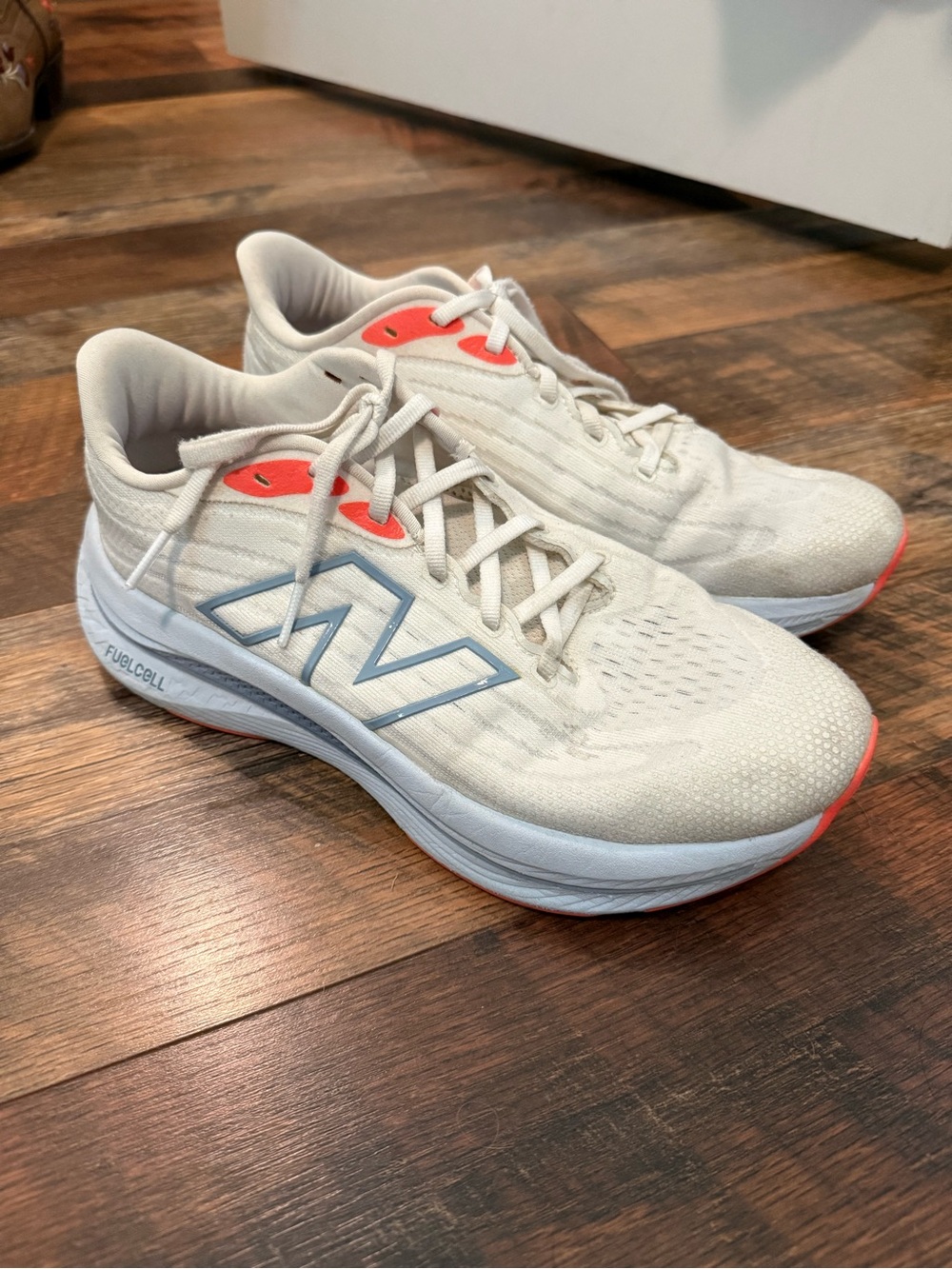 New Balance Fuelcell Running Shoes with Coral and Light Blue Accents
